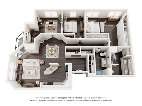 Floor plan for 2 beds, 2 baths, 1547 sqft